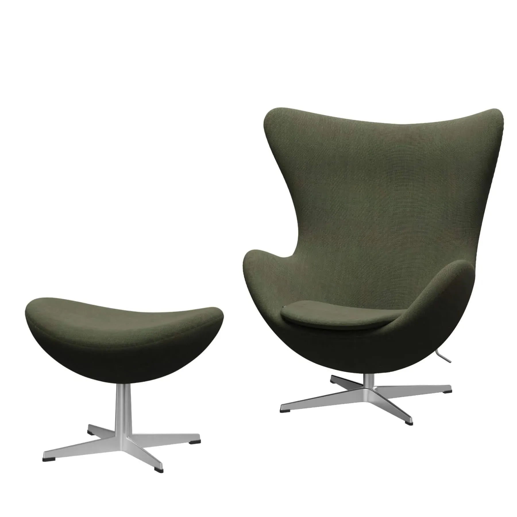 Egg Lounge Chair with Footstool - Green, Fabric