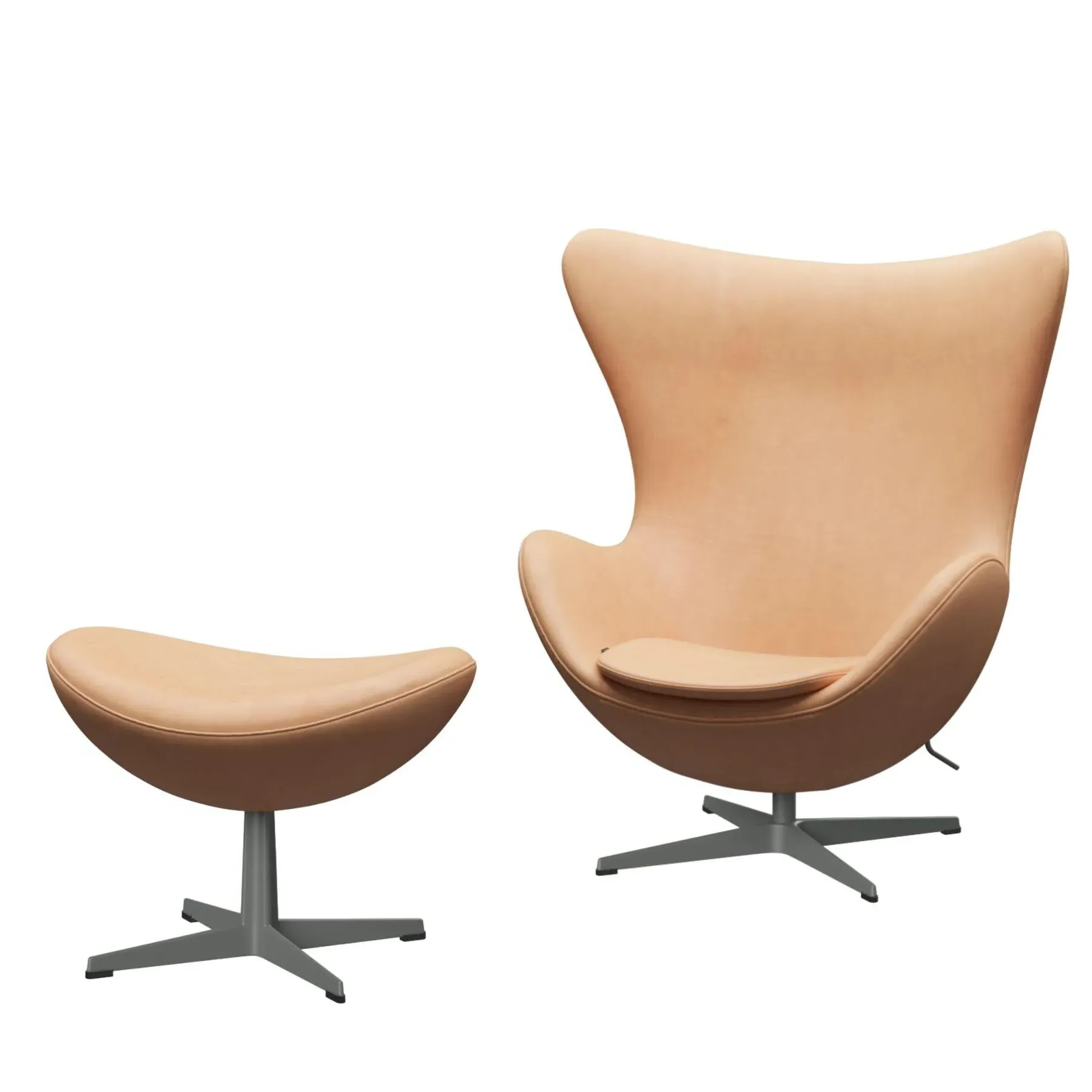 Egg Lounge Chair with Footstool - Natural, Leather