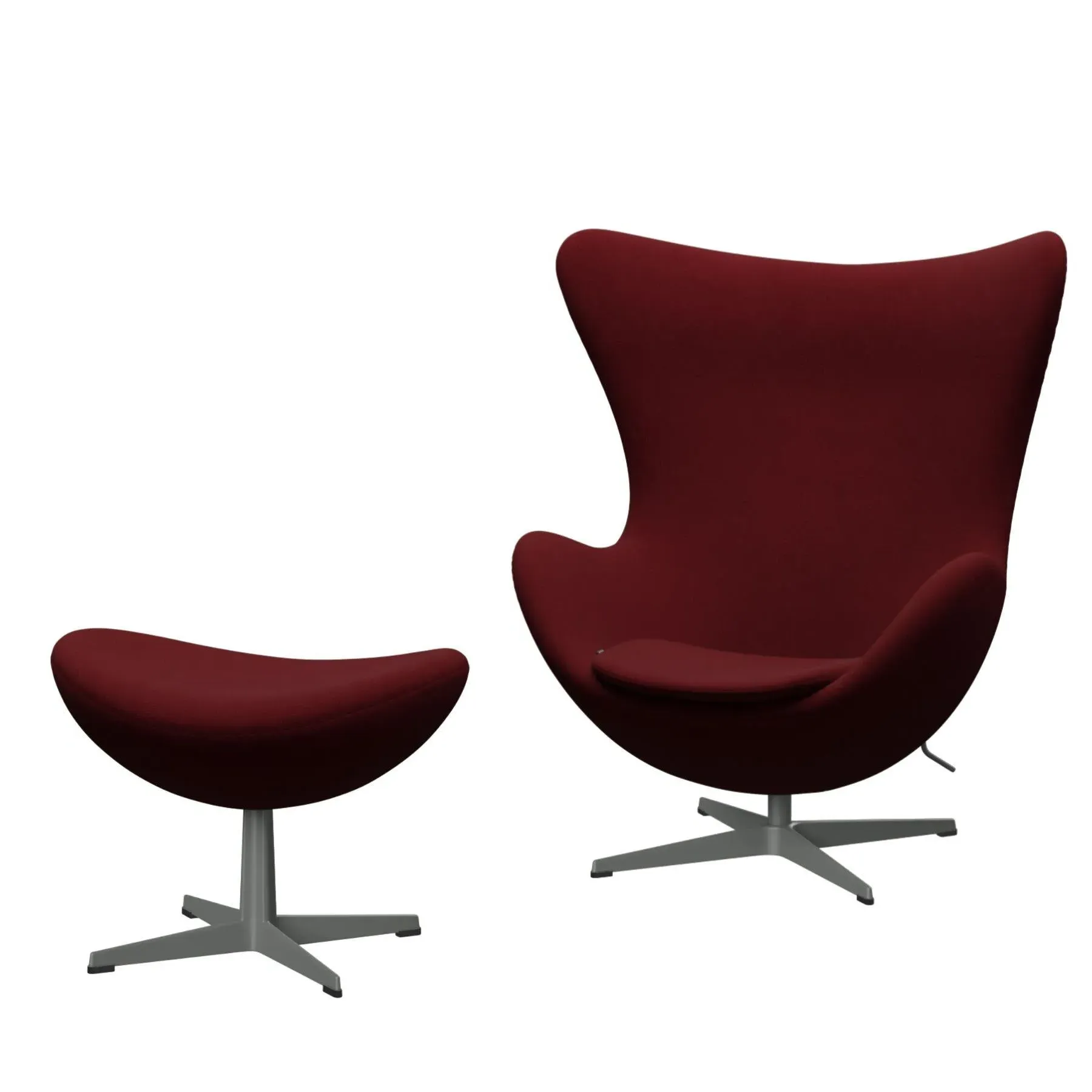Egg Lounge Chair with Footstool - Red, Fabric