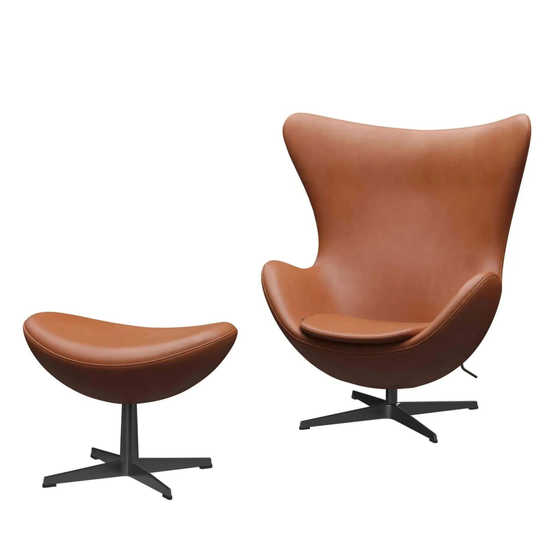 Egg Lounge Chair with Footstool - White, Fabric