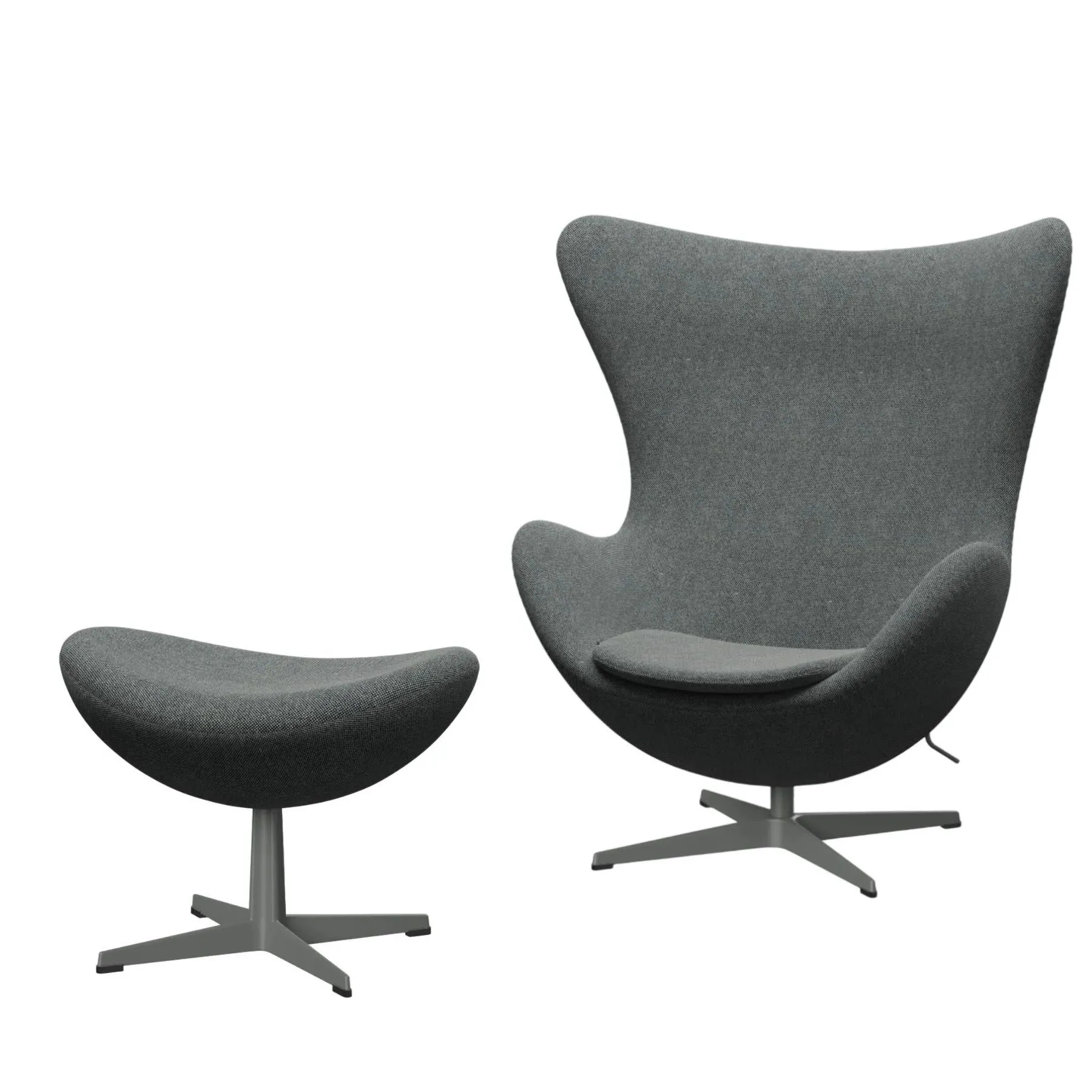 Egg Lounge Chair with Footstool - White, Fabric