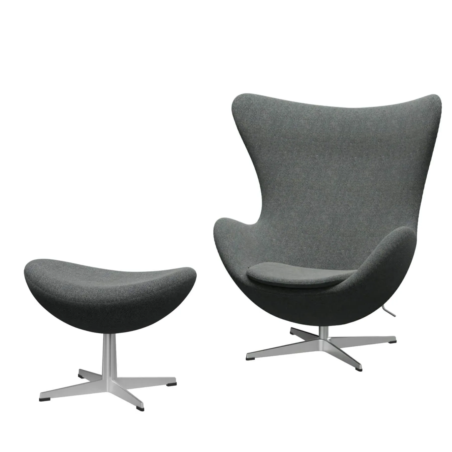 Egg Lounge Chair with Footstool - White, Fabric