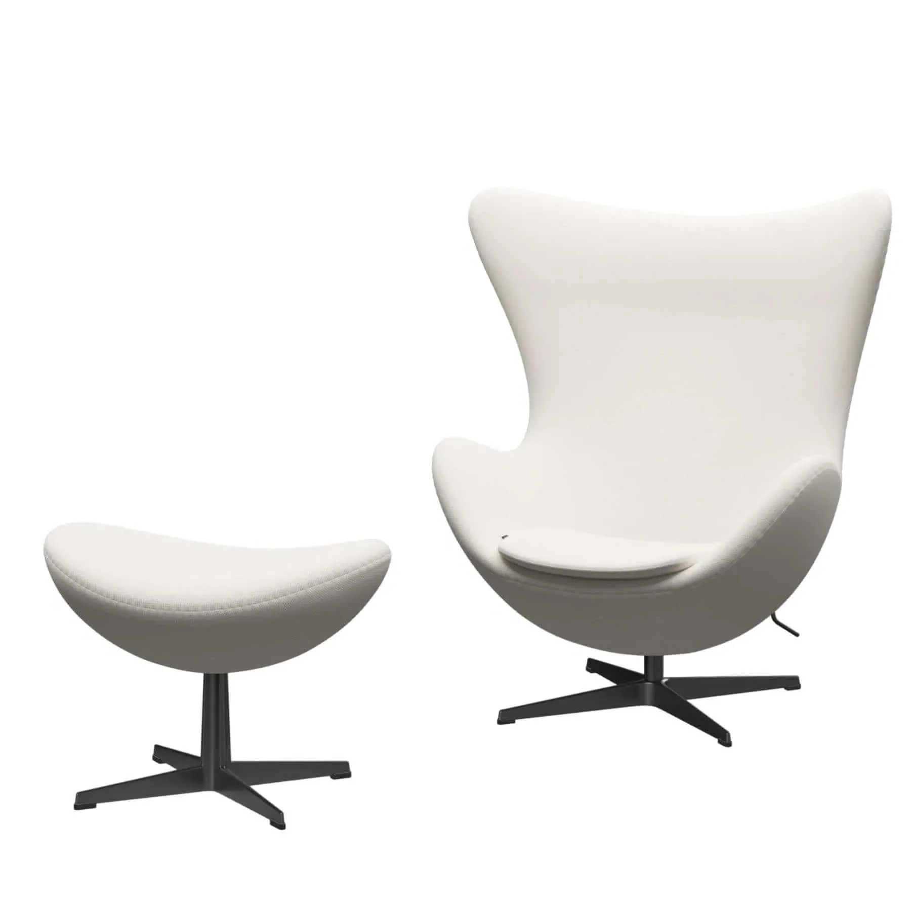Egg Lounge Chair with Footstool - White, Leather