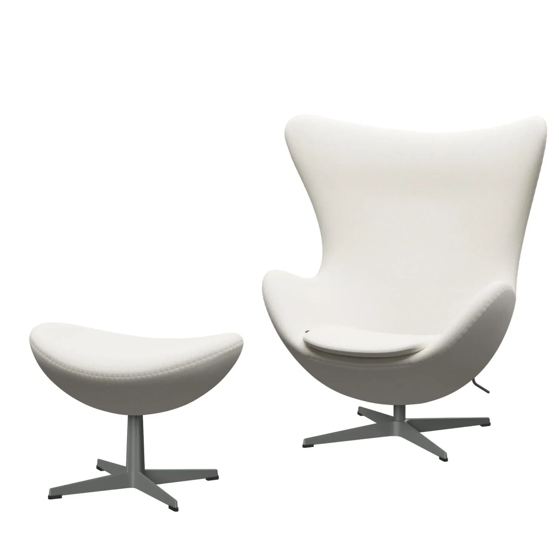 Egg Lounge Chair with Footstool - White, Leather