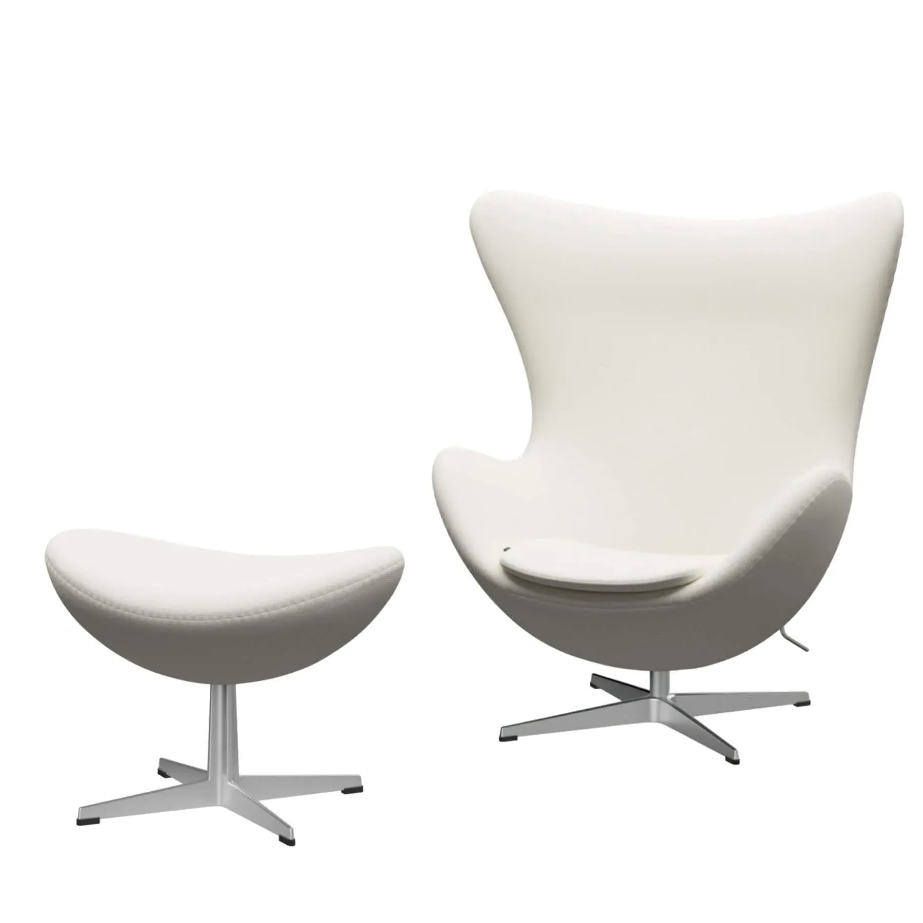 Egg Lounge Chair with Footstool - White, Leather