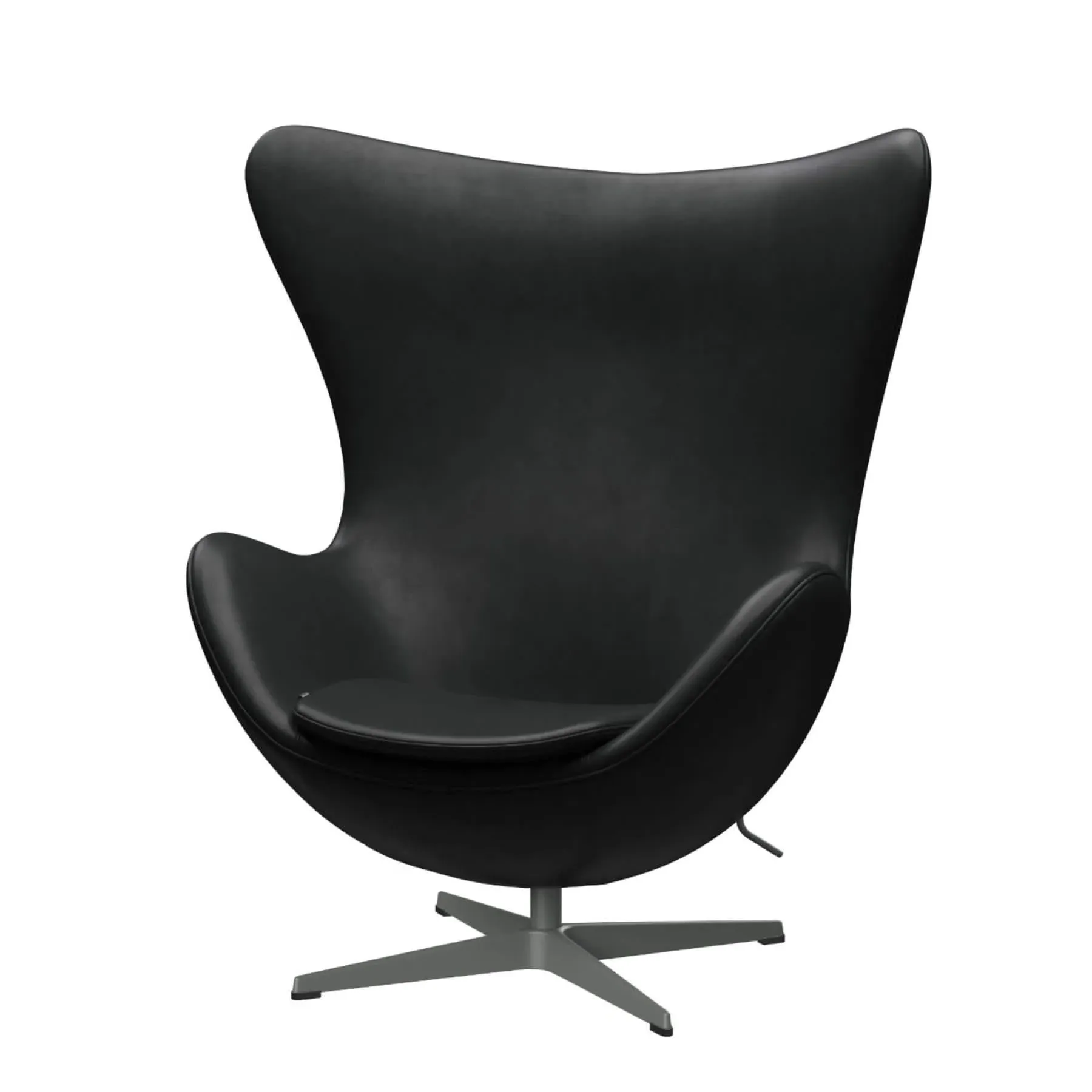Egg Lounge Chair with Swivel - Black, Leather image