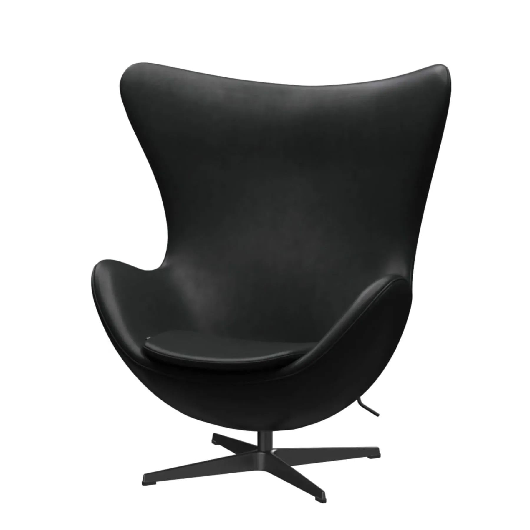 Egg Lounge Chair with Swivel - Black, Leather