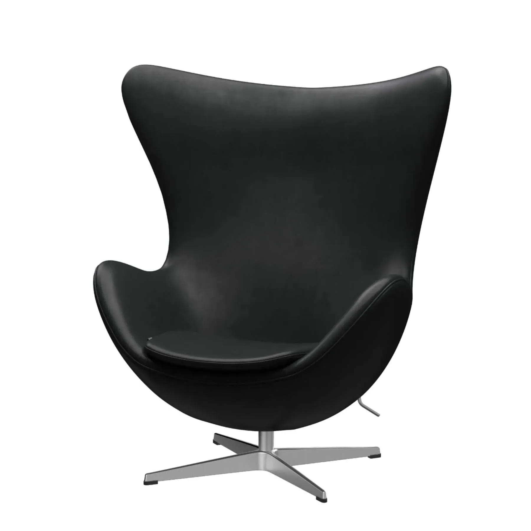 Egg Lounge Chair with Swivel - Black, Leather image