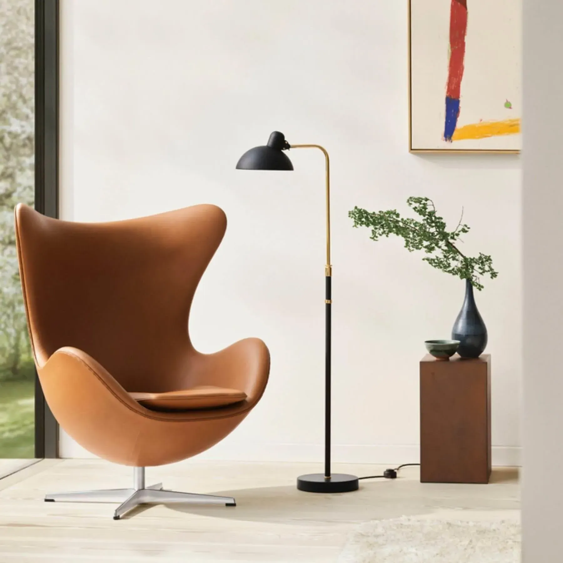 Egg Lounge Chair with Swivel - Green, Fabric