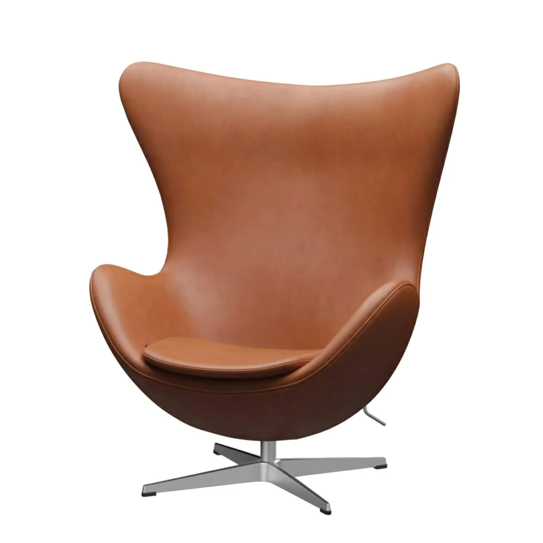 Egg Lounge Chair with Swivel - Walnut, Leather