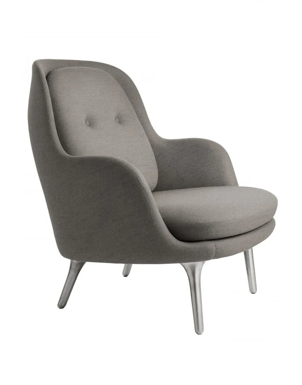 Lounge Chair with Aluminium Legs - Beige, Fabric image