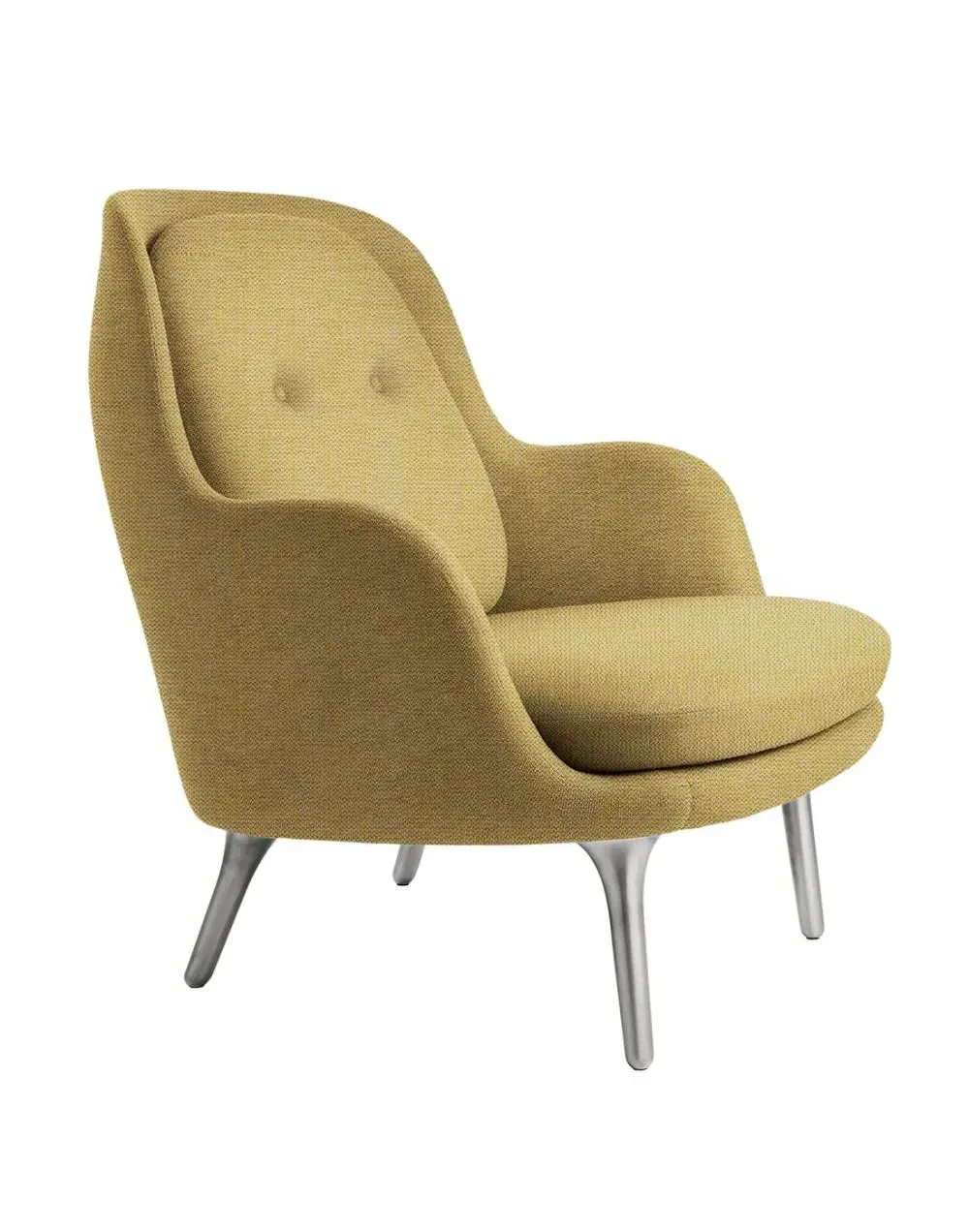 Lounge Chair with Aluminium Legs - Yellow Fabric image