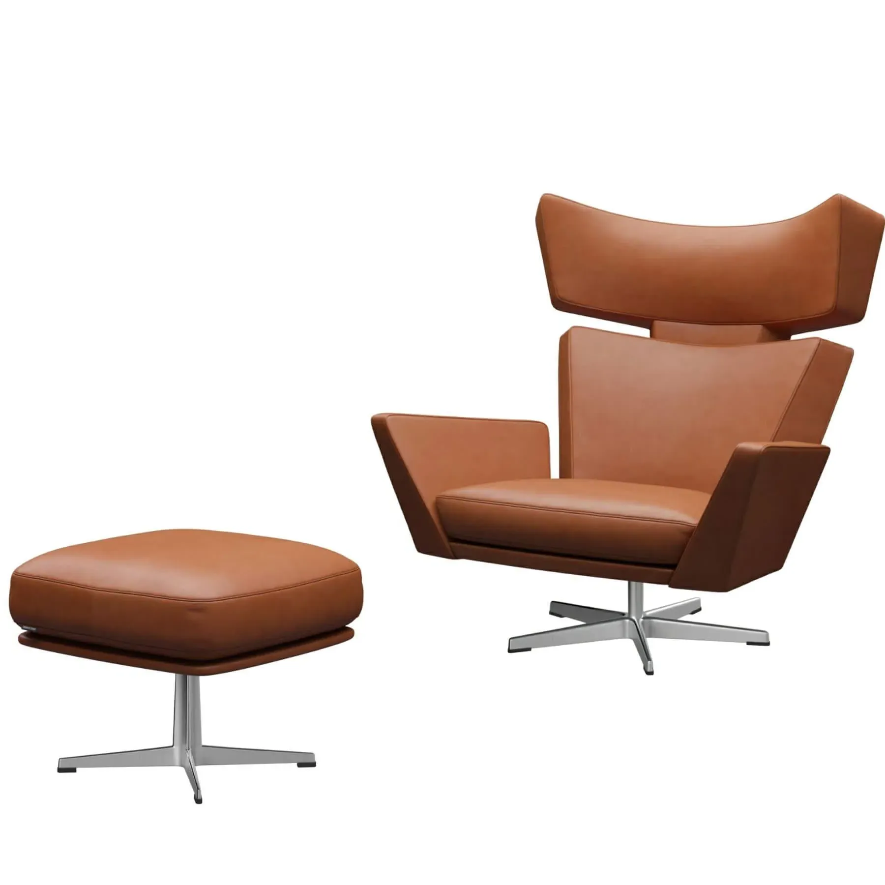 Lounge Chair with Black Base - Black, Leather