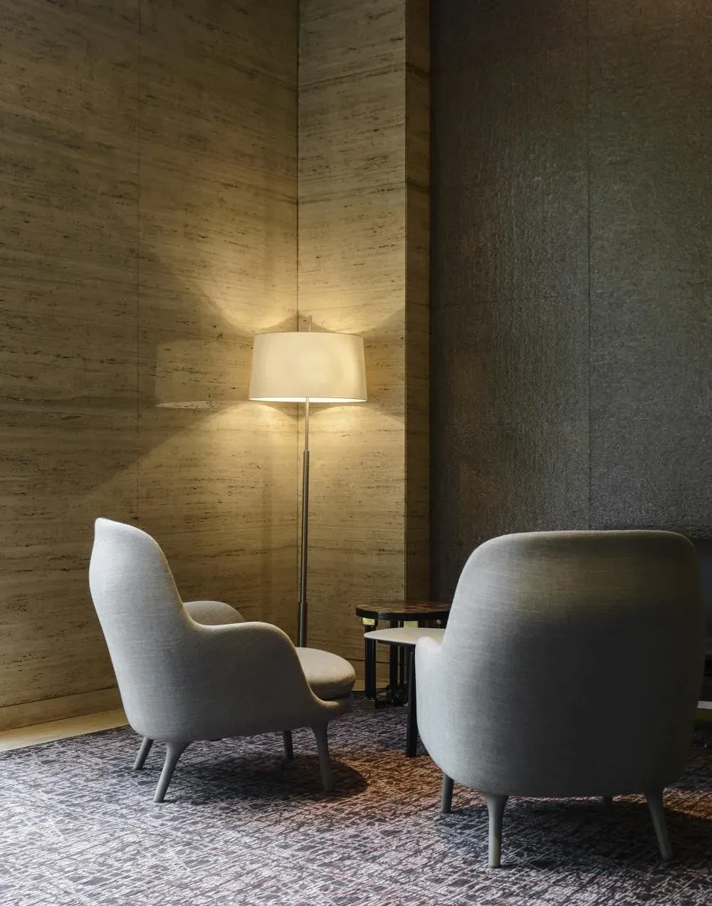 Lounge Chair with Brushed Legs - Blue, Fabric