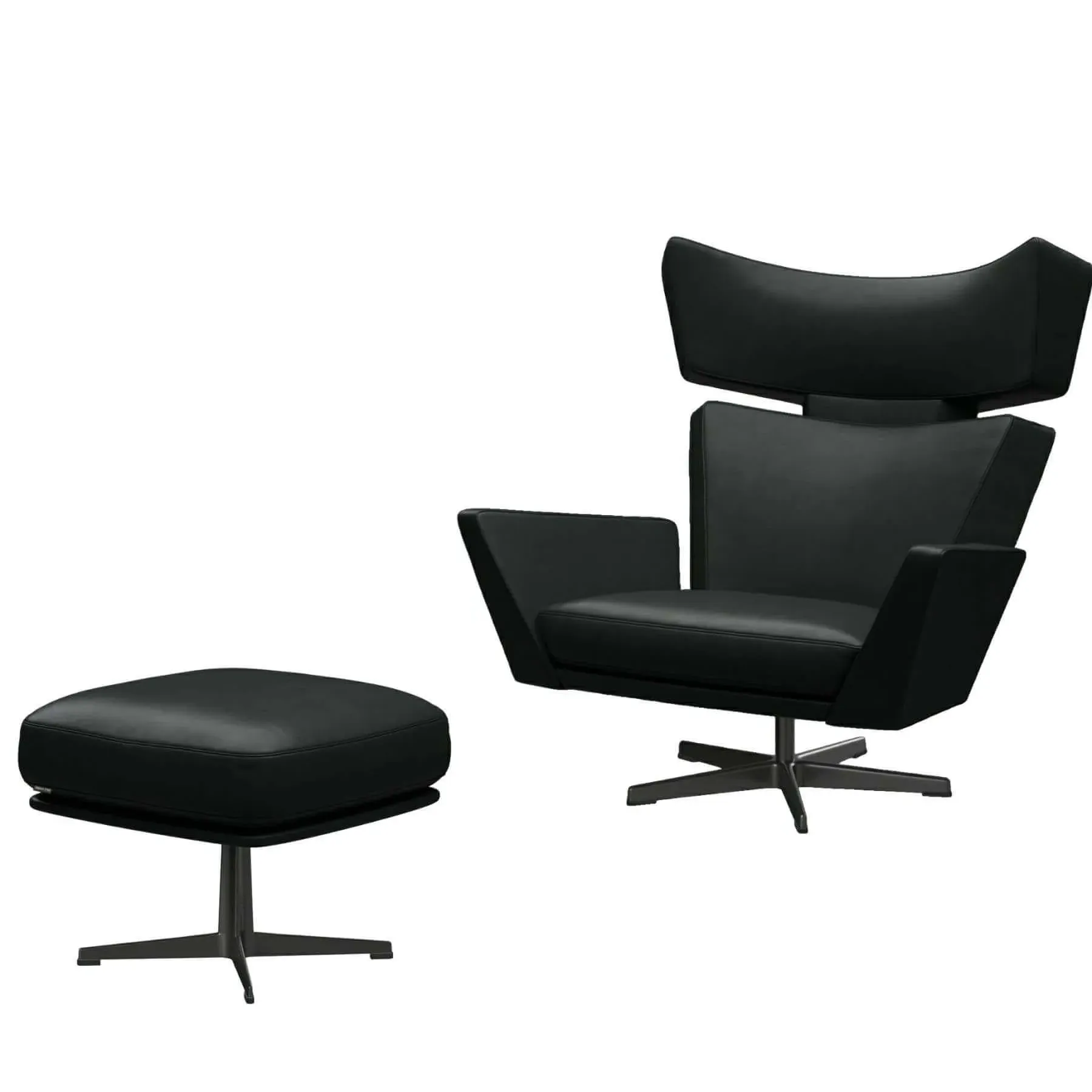Lounge Chair with Footstool - Black