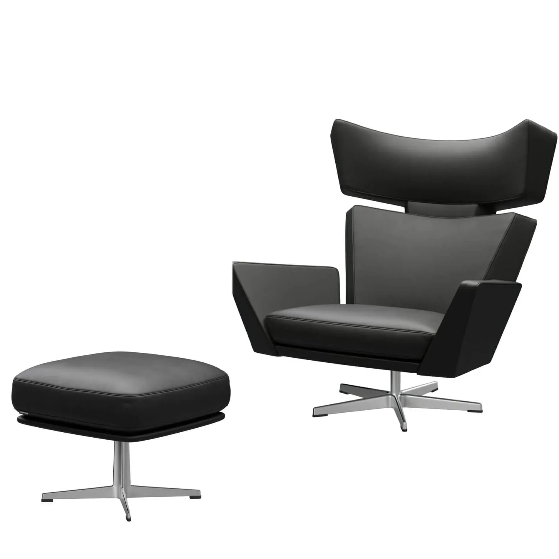 Lounge Chair with Footstool - Black image