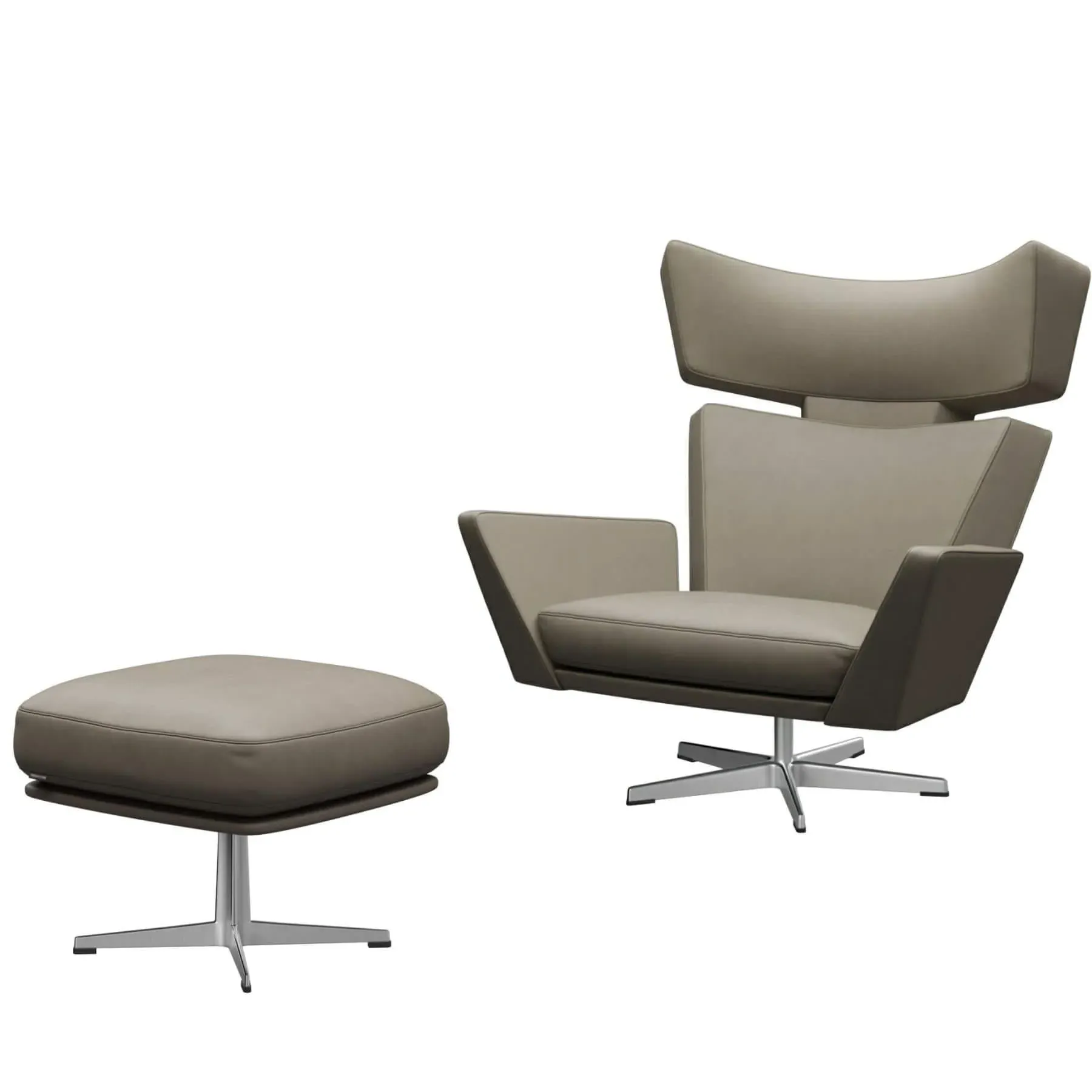 Lounge Chair with Footstool - Grey