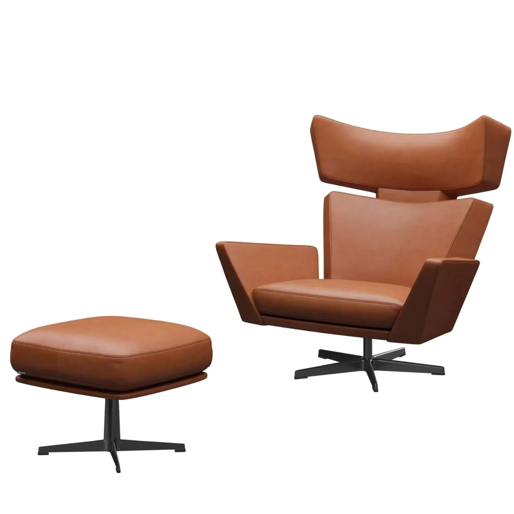 Lounge Chair with Footstool - Walnut