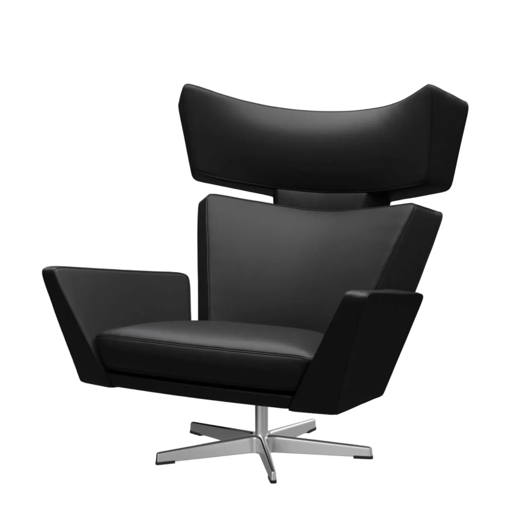 Lounge Chair with Matt Base - Black, Leather