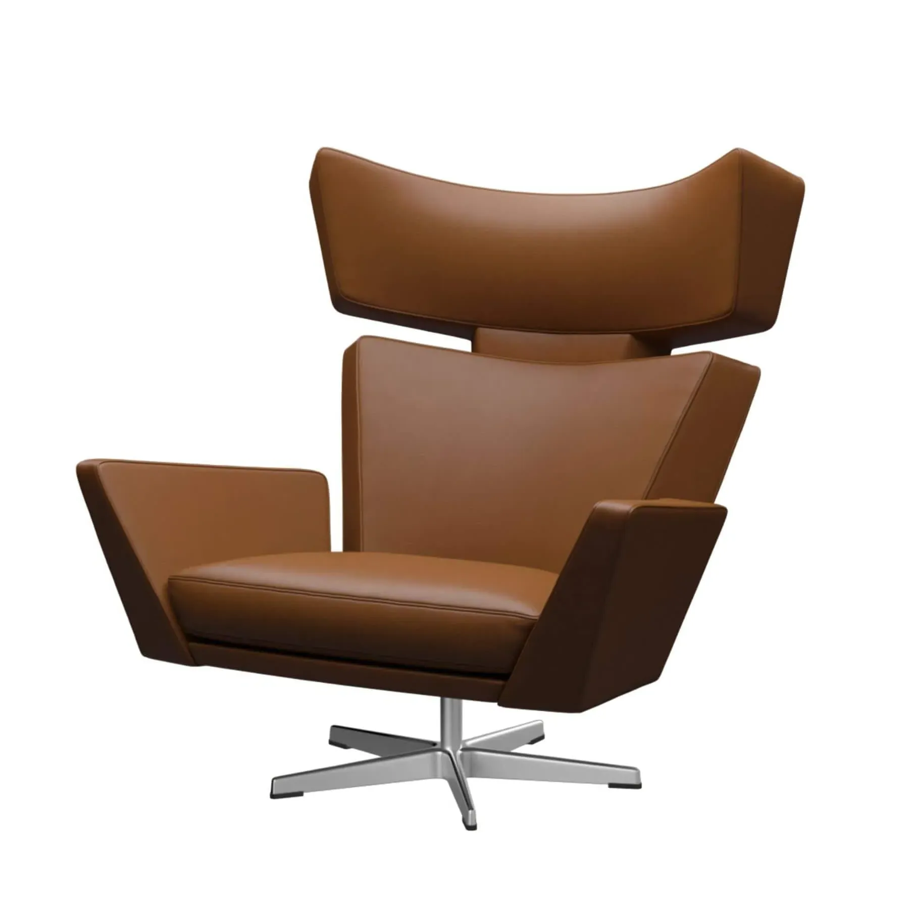 Lounge Chair with Matt Base - Walnut, Leather