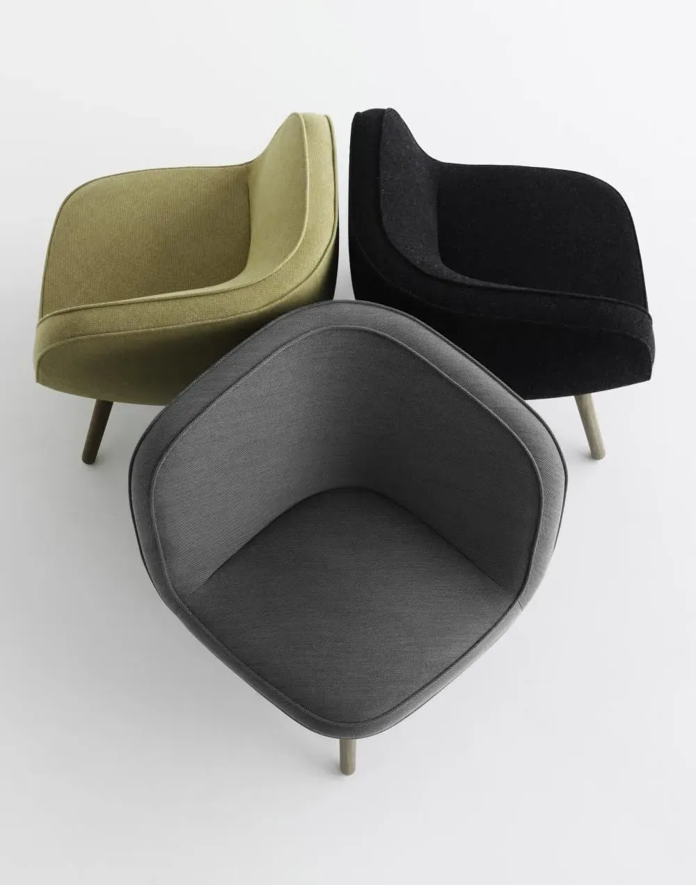 Lounge Chair with Oak Legs - Blue, Fabric