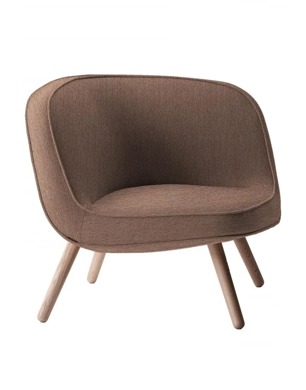Lounge Chair with Oak Legs - Grey, Fabric
