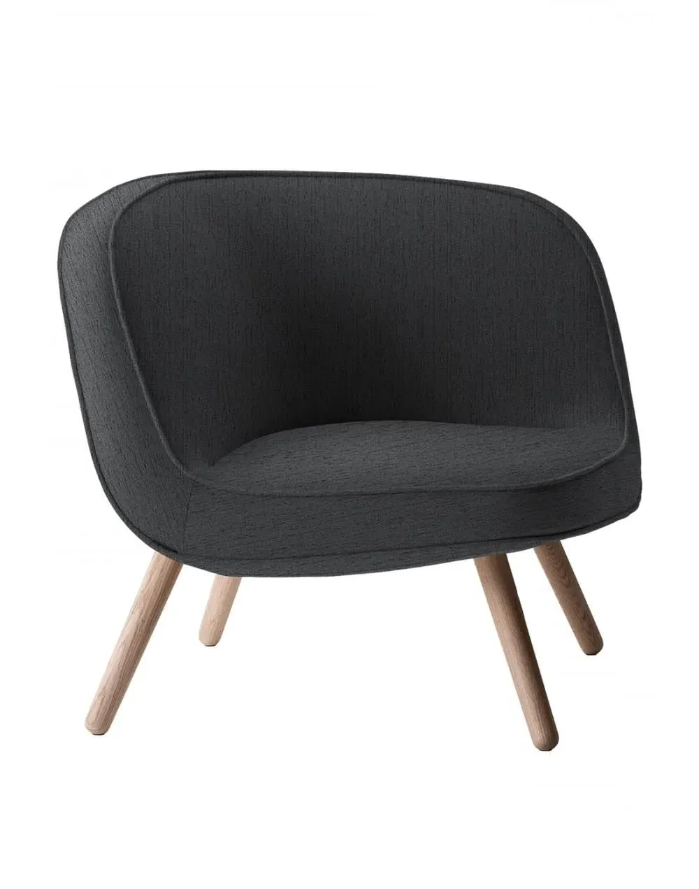 Lounge Chair with Oak Legs - Grey, Fabric