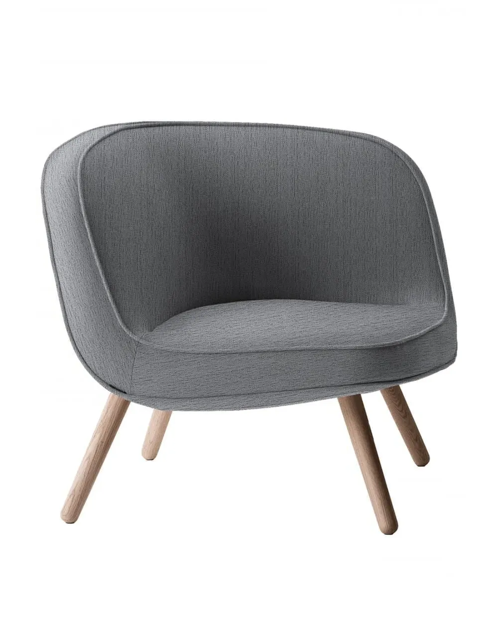 Lounge Chair with Oak Legs - Grey, Fabric