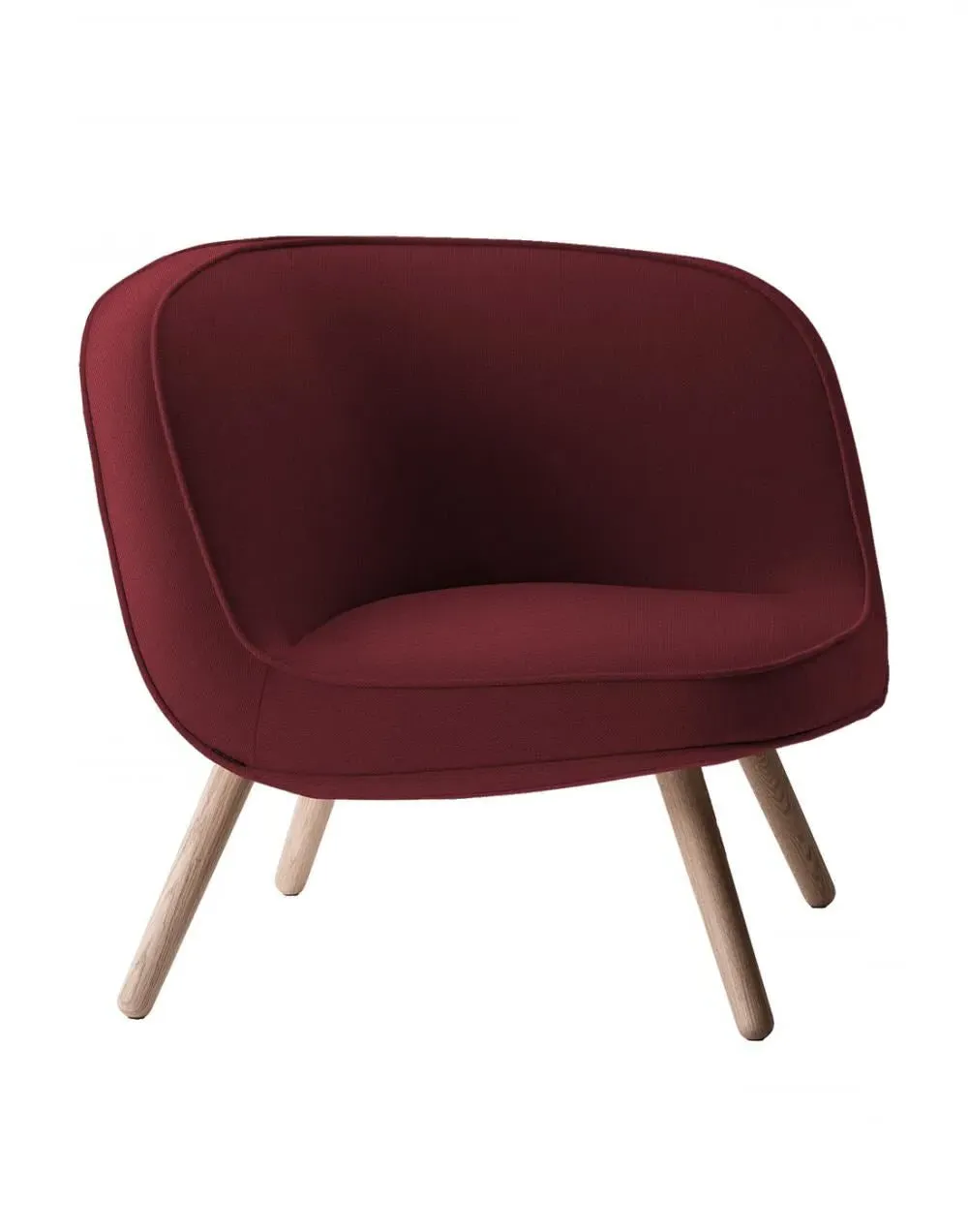Lounge Chair with Oak Legs - Red, Fabric