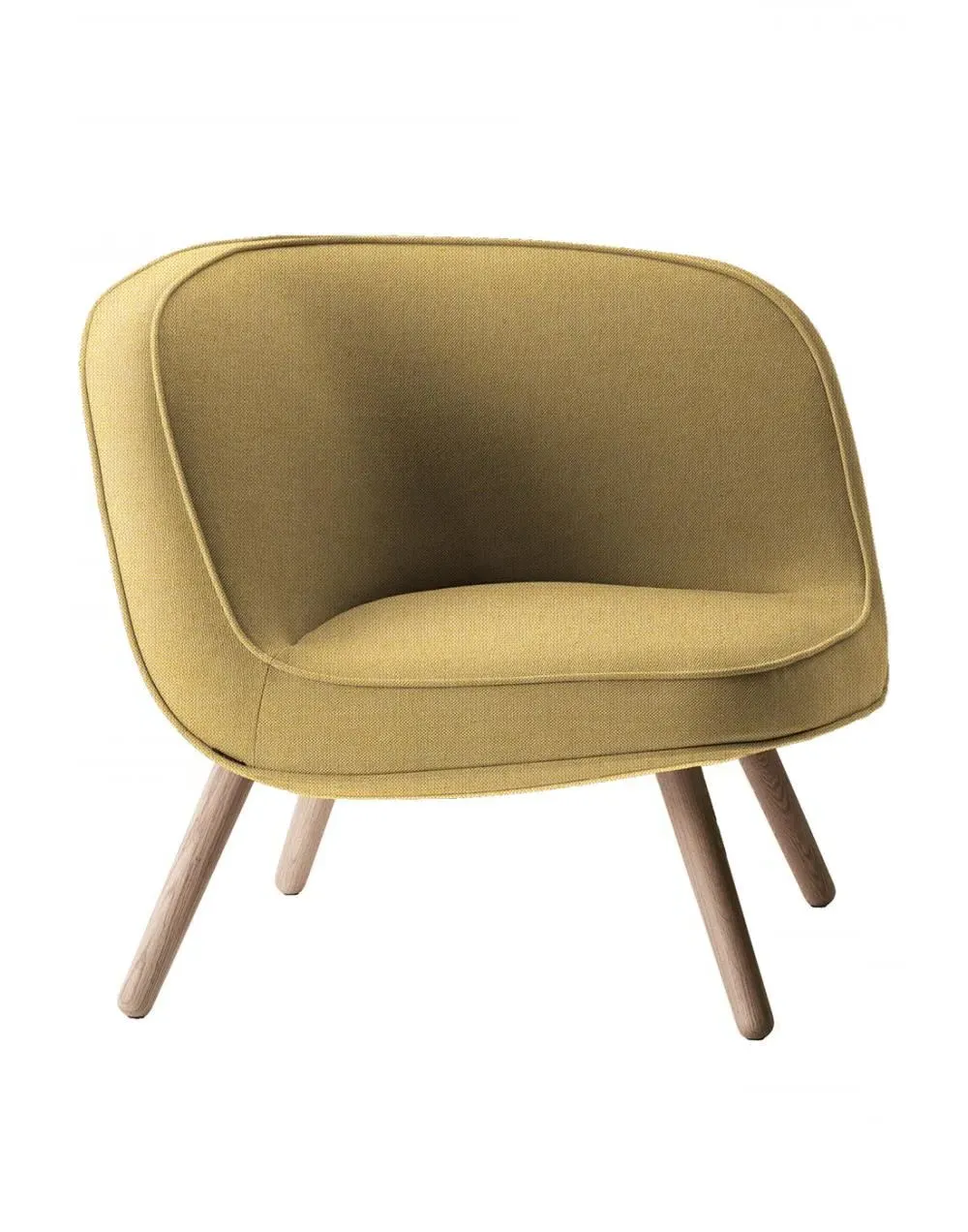 Lounge Chair with Oak Legs - Yellow, Fabric