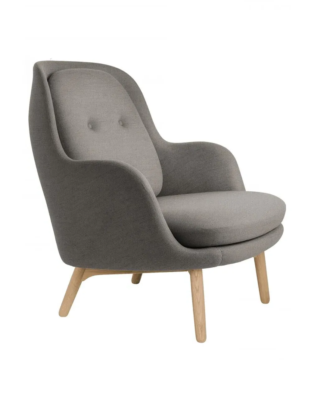 Lounge Chair with Wooden Legs - Beige, Fabric image