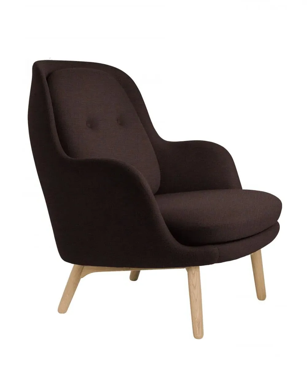 Lounge Chair with Wooden Legs - Blue, Fabric