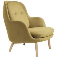 Lounge Chair with Wooden Legs - Yellow, Fabric