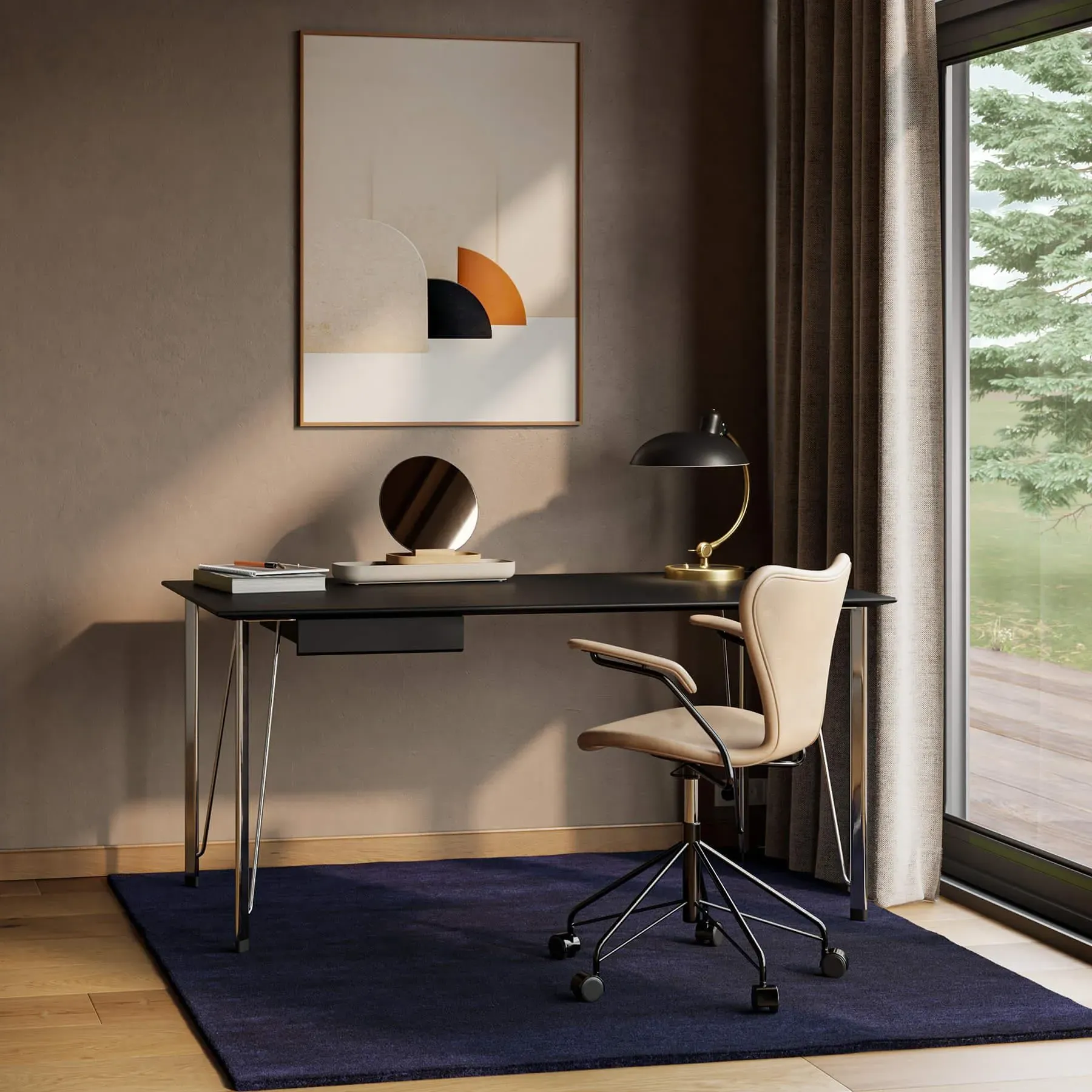 Office Desk - Black, Ash Wood