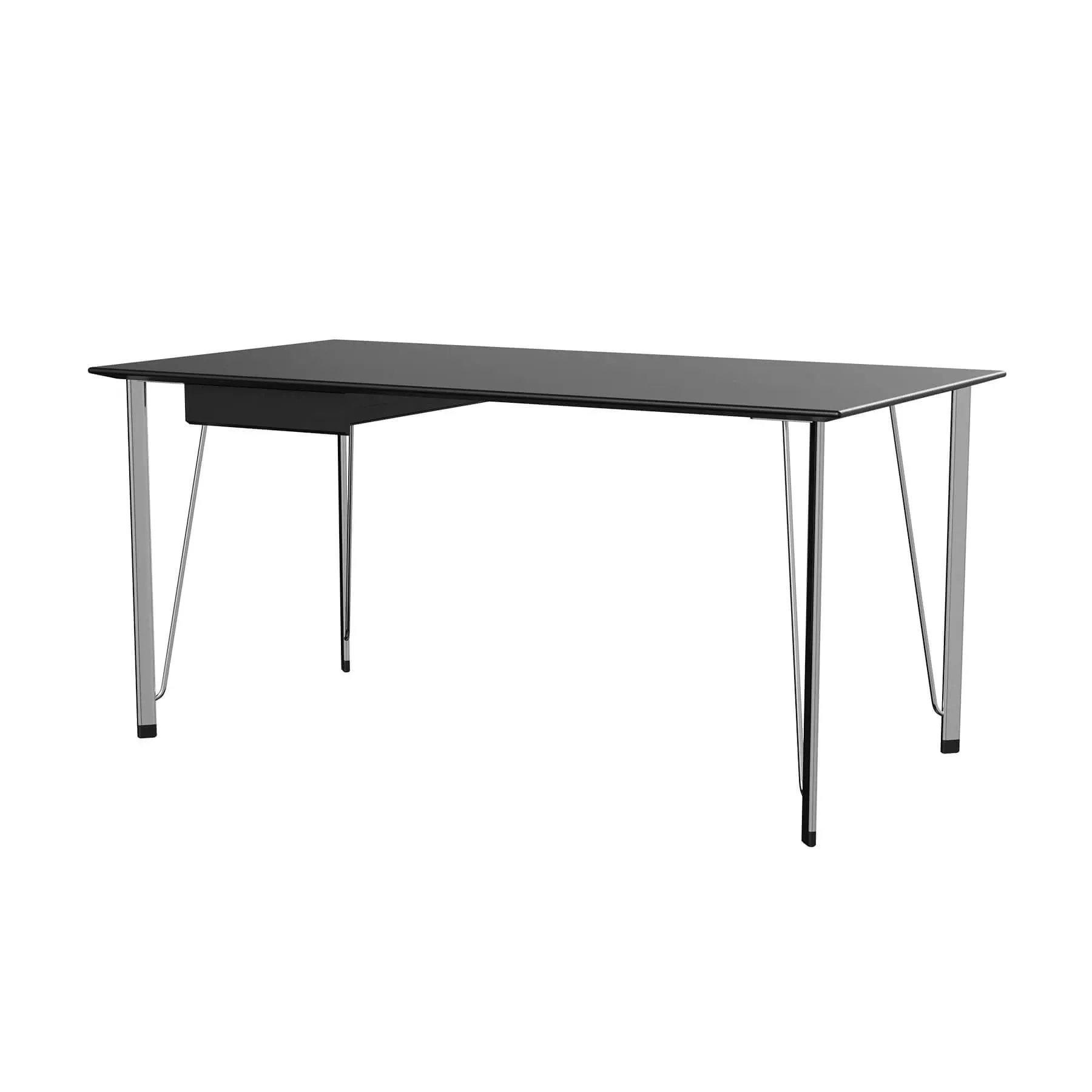 Office Desk with Drawer - Black, Ash Wood