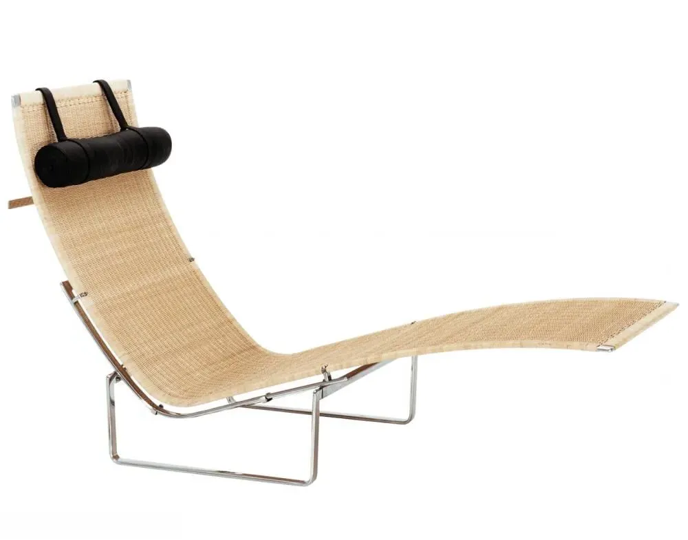 PK24 Lounge Chair with Headrest - Black, Leather