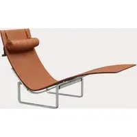 PK24 Lounge Chair with Headrest - Walnut, Leather