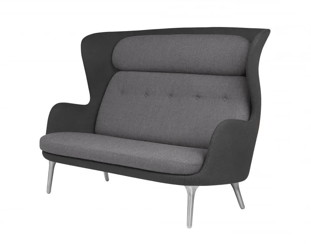 Ro Sofa with Winged Headrest - Grey, Fabric image