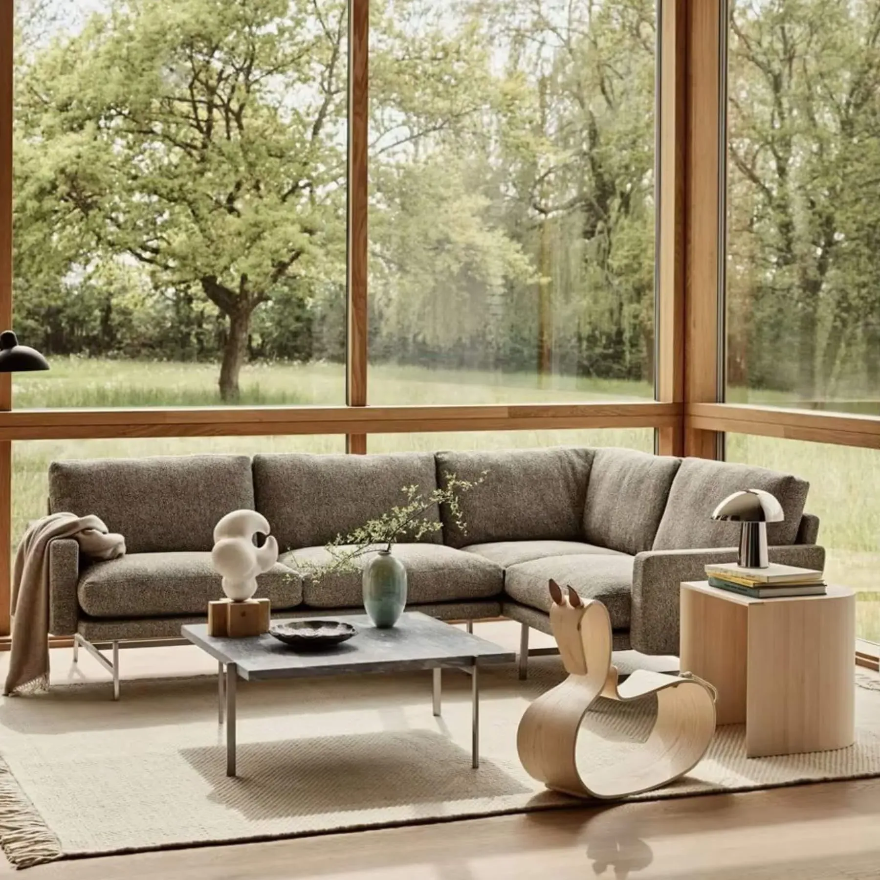 Rocking Horse Sculpture - Black, Ash Wood