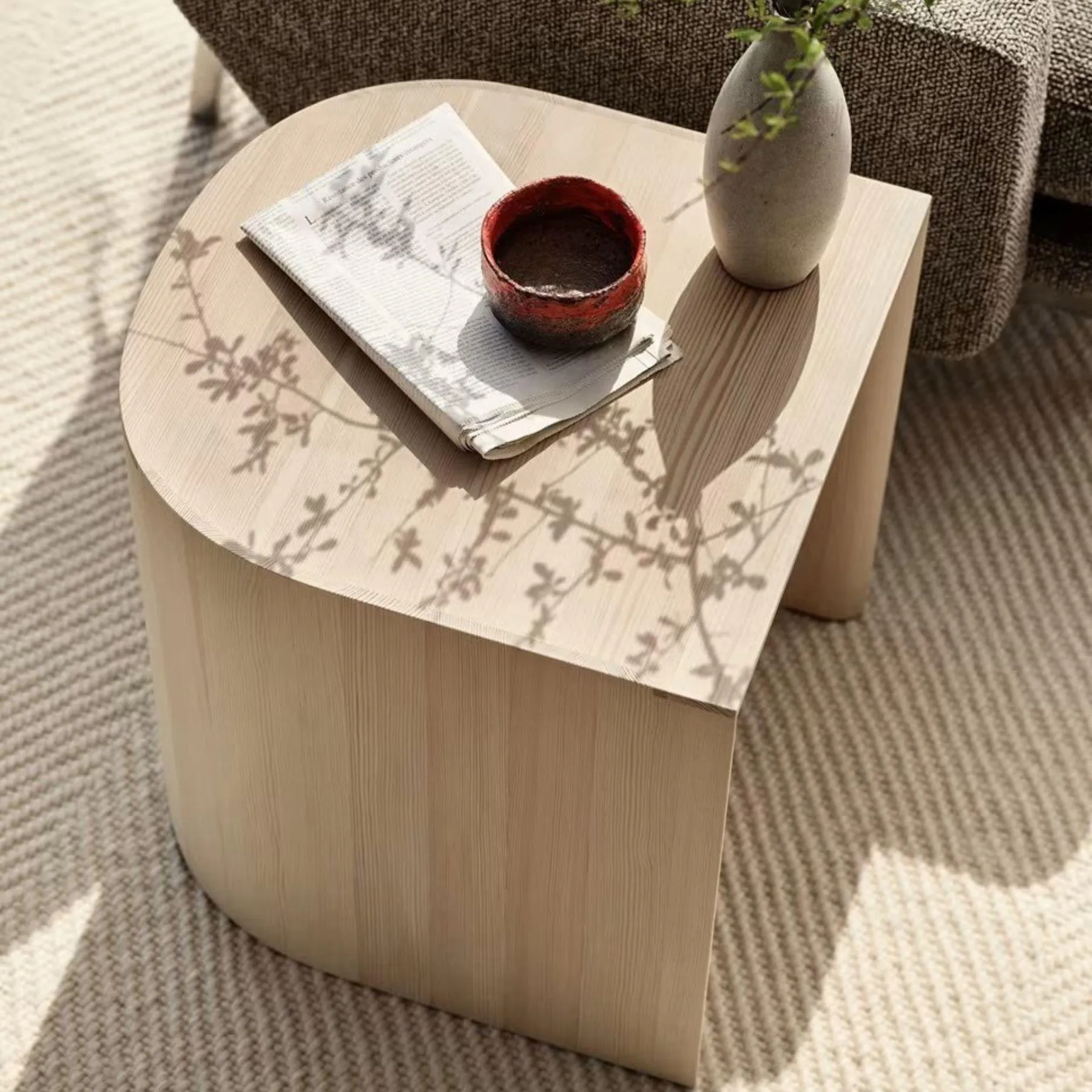 Round Stool with Concave Seat - Cherry, Solid Wood