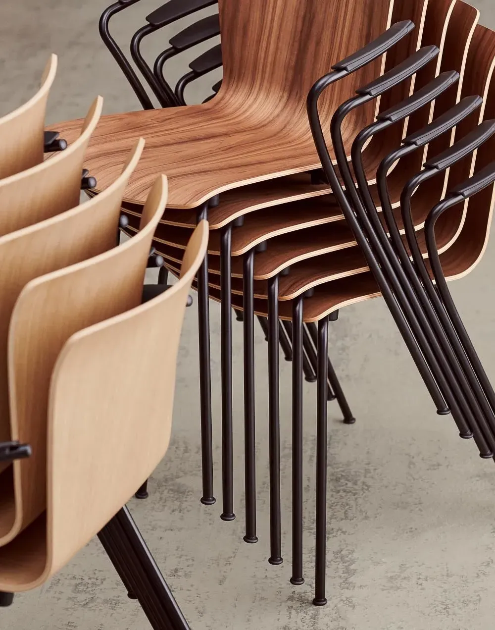 Stackable Dining Chair with Armrests - Black