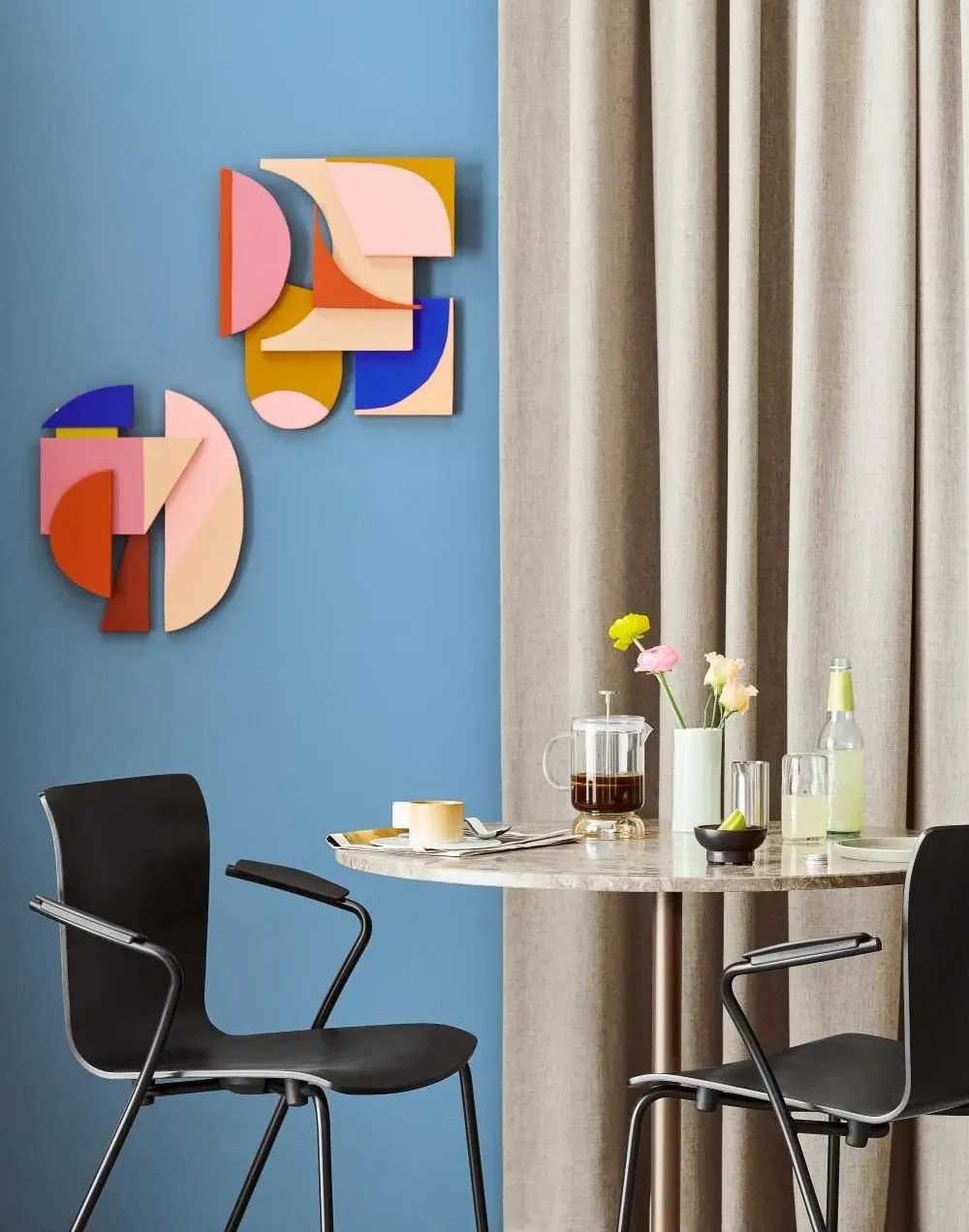 Stackable Dining Chair with Armrests - Black