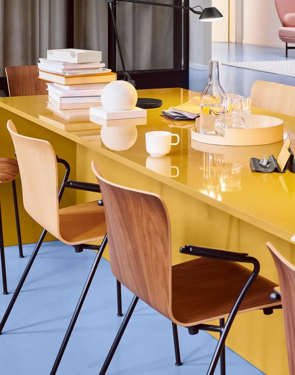 Stackable Dining Chair with Armrests - Black