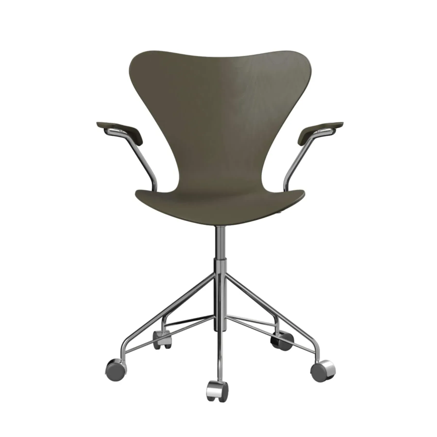 Swivel Armchair with Castors - Green, Veneer