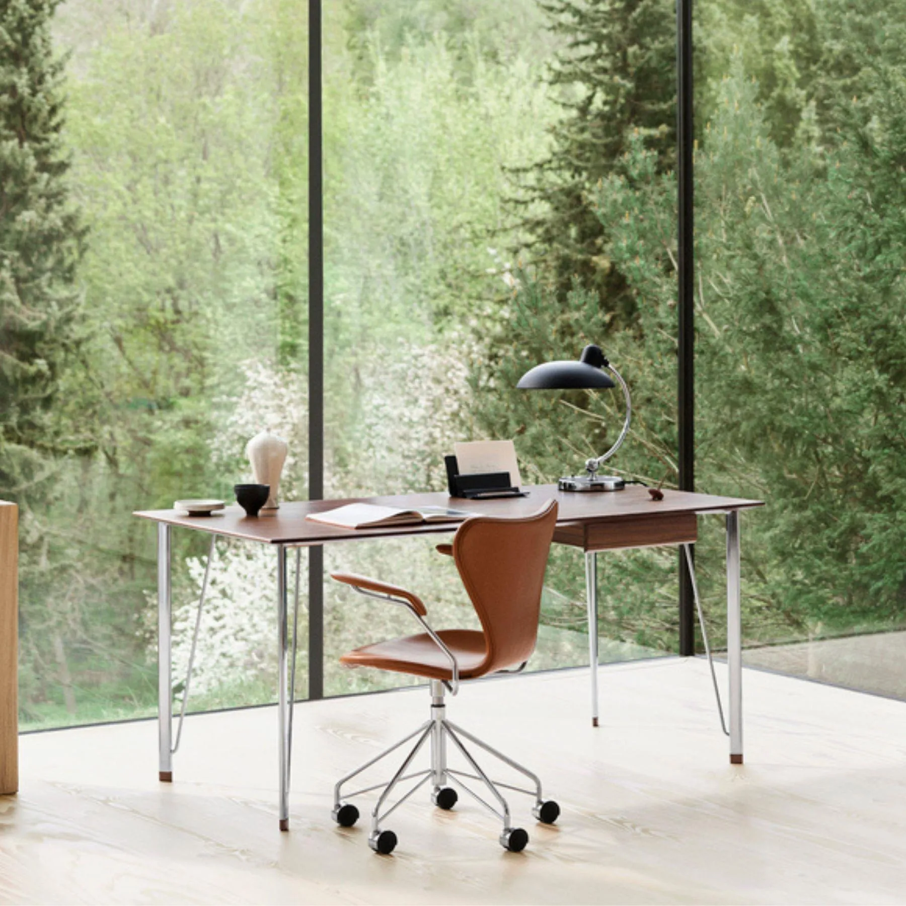 Swivel Armchair with Castors - White, Veneer