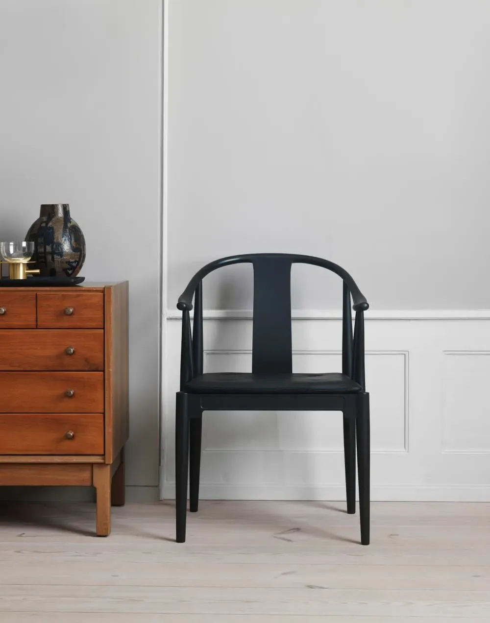 Upholstered Dining Chair - Cherry, Walnut Leather