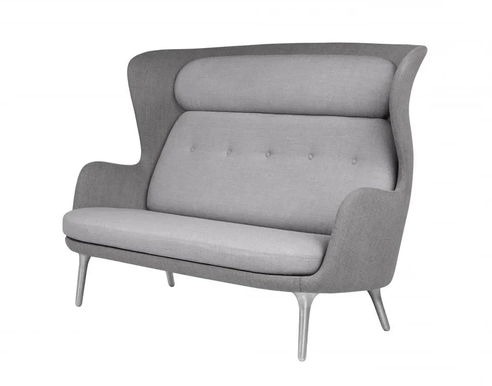 Winged Sofa with Curved Edges - Grey, Fabric image