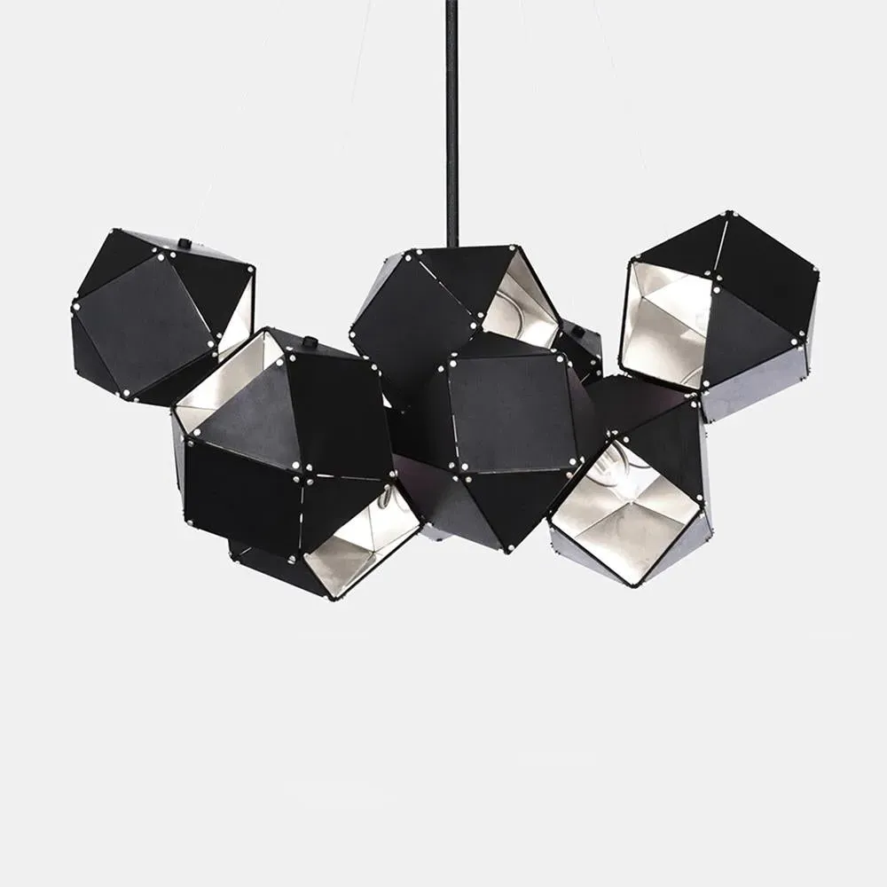 Central Chandelier Geometric - Black, Metal