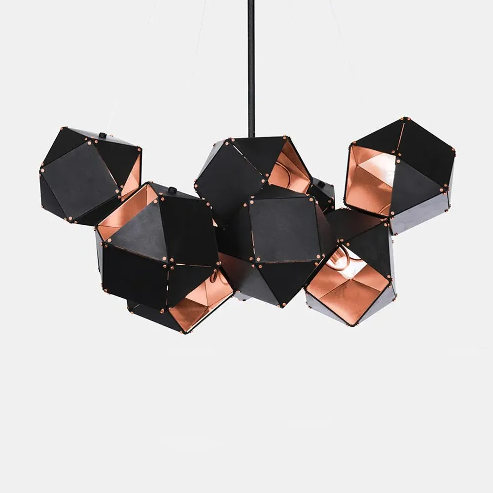Central Chandelier with Geometric Design - Copper
