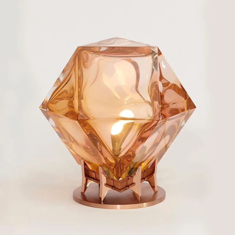 Desk Lamp with Double-Blown Glass - Pink, Nickel